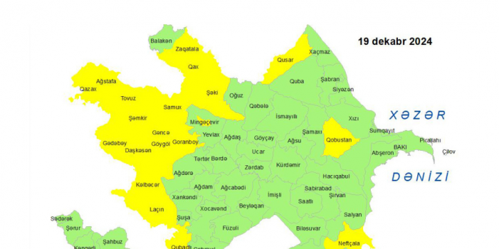 Küləkli hava şəraiti ilə bağlı sarı xəbərdarlıq verilib