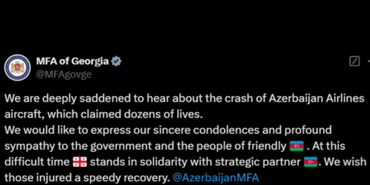 Georgian Speaker and Ministry of Foreign Affairs post on AZAL plane crash