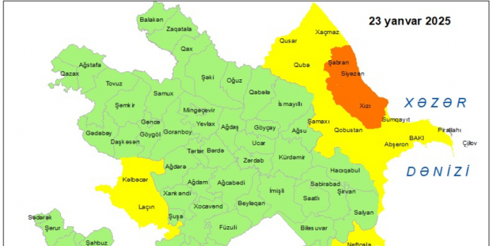 Küləkli hava şəraiti ilə bağlı sarı və narıncı xəbərdarlıq verilib