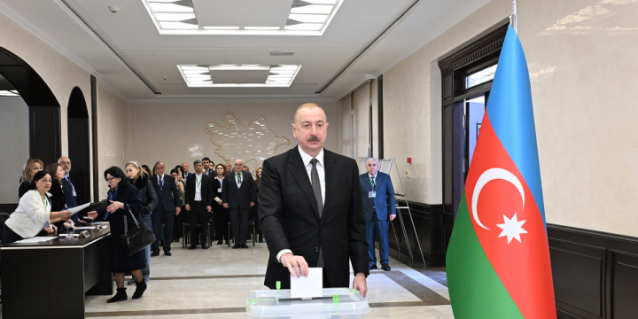 President Ilham Aliyev voted at polling station No. 1