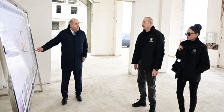 President Ilham Aliyev inspects ongoing construction at second residential complex in Aghdam city