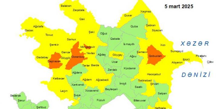 Küləkli hava şəraiti ilə bağlı sarı və narıncı xəbərdarlıq verilib