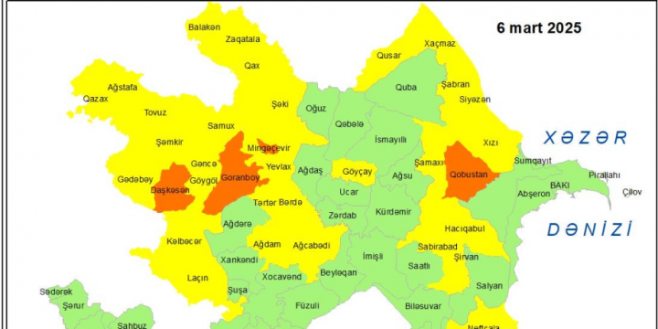 Bəzi bölgələrdə gözlənilən küləkli hava şəraiti ilə bağlı sarı və narıncı xəbərdarlıqlar verilib