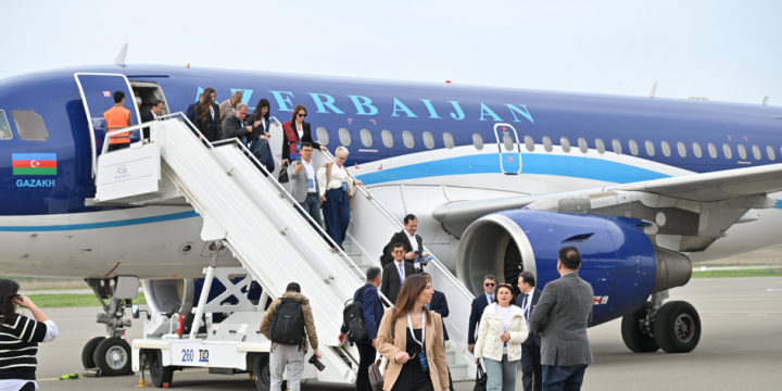 Participants of 7th ADA University Policy Forum arrive at Fuzuli International Airport
