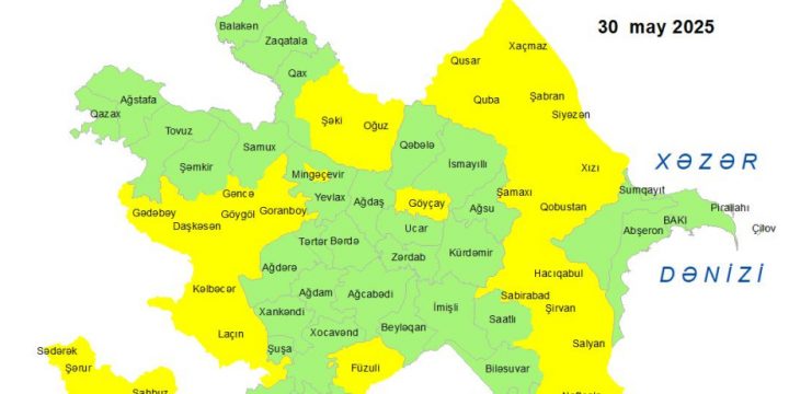 Küləkli hava şəraiti ilə bağlı sarı xəbərdarlıq verilib