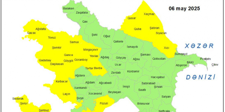 Küləkli hava şəraiti ilə bağlı sarı xəbərdarlıq verilib