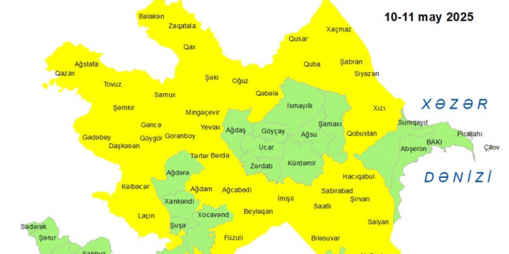 Küləkli hava şəraiti ilə bağlı sarı xəbərdarlıq verilib