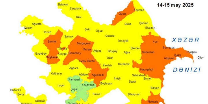 Küləkli hava şəraiti ilə bağlı sarı və narıncı xəbərdarlıq verilib