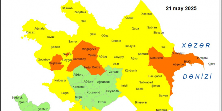 Küləkli hava şəraiti ilə bağlı sarı və narıncı xəbərdarlıq