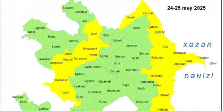 Küləkli hava şəraiti ilə bağlı sarı xəbərdarlıq verilib