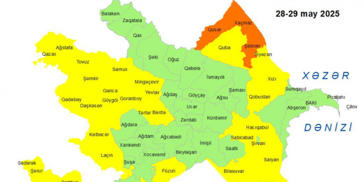Küləkli hava şəraiti ilə bağlı sarı və narıncı xəbərdarlıqlar verilib
