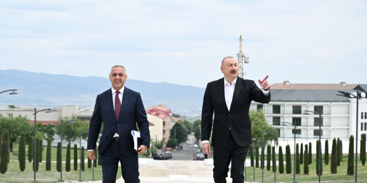 President Ilham Aliyev reviewed construction work at Victory Park in Khankendi 
