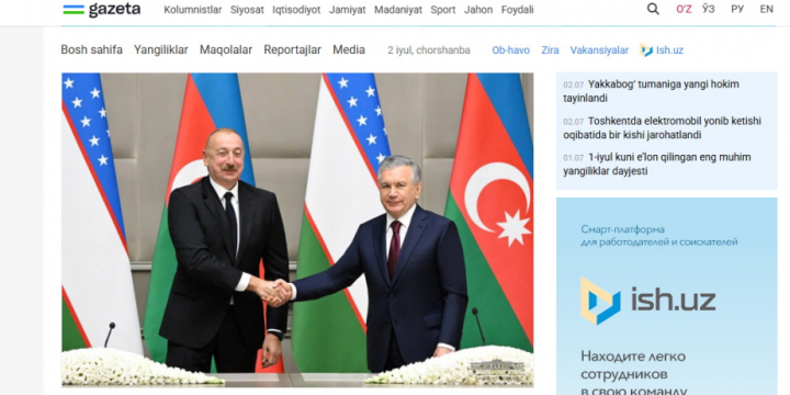 Özbəkistan mediası: Daşkənd və Bakı çağırışlar dövrünün müttəfiqləridir