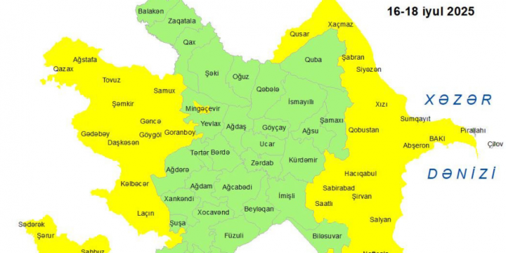 Küləkli hava şəraiti ilə bağlı sarı xəbərdarlıq verilib