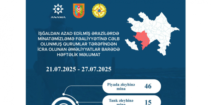 ANAMA: 61 mines and 1,097 UXOs neutralized last week