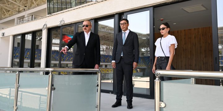 President Ilham Aliyev and First Lady Mehriban Aliyeva inspected construction progress at Ganja city stadium