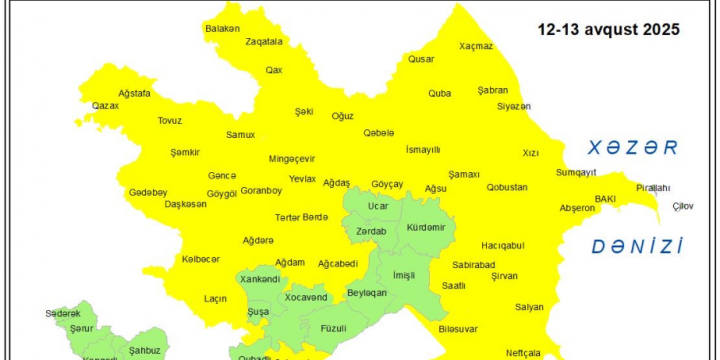 Küləkli hava şəraiti ilə bağlı sarı xəbərdarlıq verilib