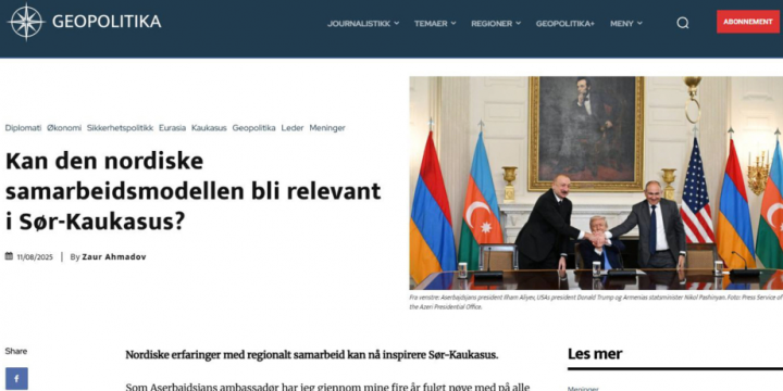 Norwegian publication highlights peace agreement initialed in Washington