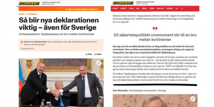 Swedish media highlights breakthrough in peace process between Azerbaijan and Armenia