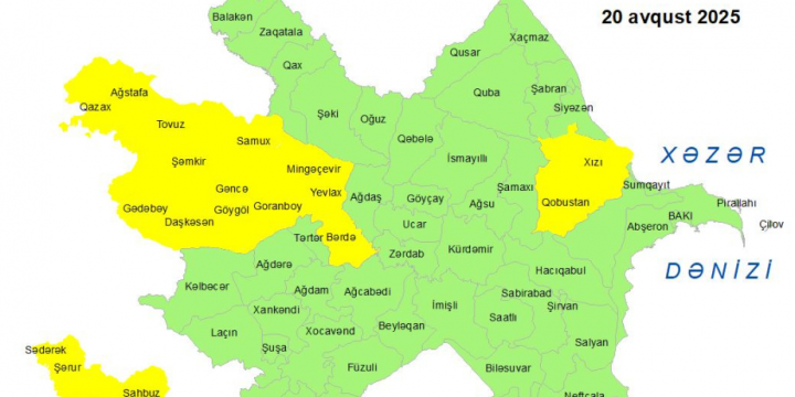 Küləkli hava şəraiti ilə bağlı sarı xəbərdarlıq verilib