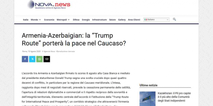 Italian portal highlights importance of historic Azerbaijan-Armenia peace agreement