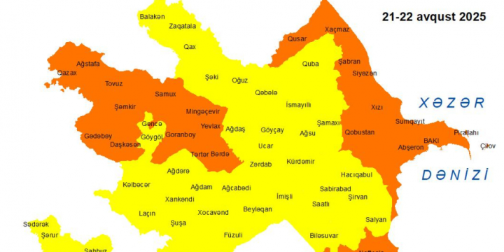 Küləkli hava şəraiti ilə bağlı sarı və narıncı xəbərdarlıqlar verilib