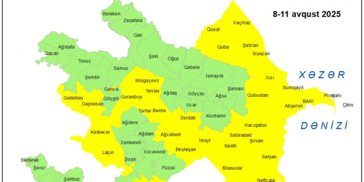 Küləkli hava şəraiti ilə bağlı sarı xəbərdarlıq verilib