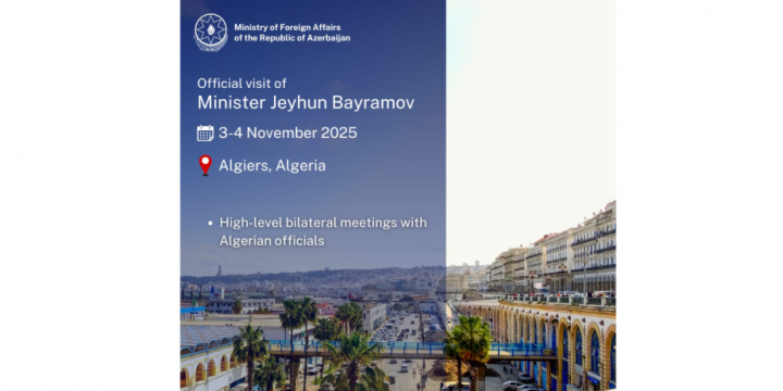 Xarici işlər naziri Ceyhun Bayramov Əlcəzairə rəsmi səfərə gedib