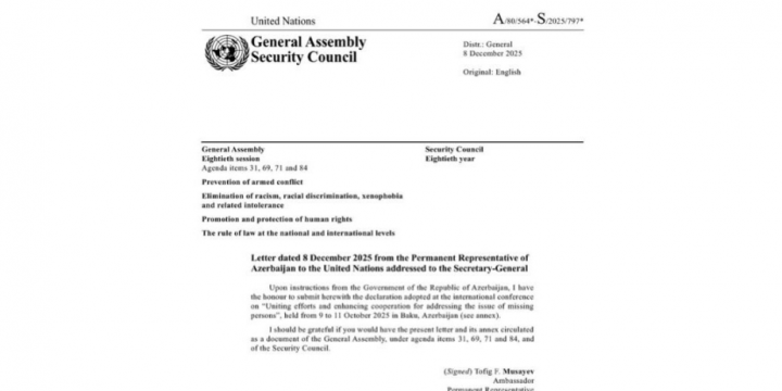 Baku-hosted international conference declaration published as official UN document