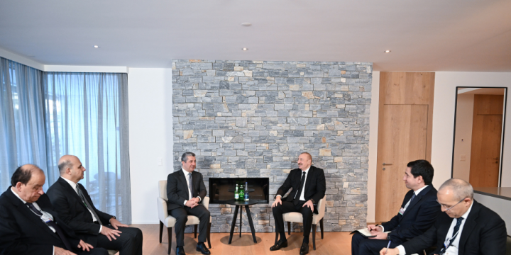 Prezident İlham Əliyev Davosda İraq Kürdüstan Regionunun Baş naziri ilə görüşüb