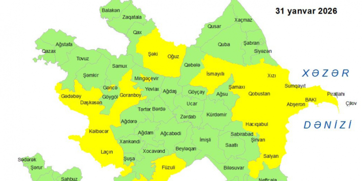 Küləkli hava şəraiti ilə bağlı sarı xəbərdarlıq verilib