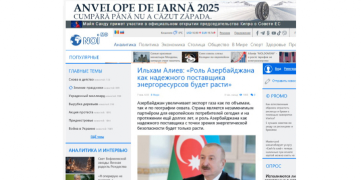 Moldovan news portal highlights President Ilham Aliyev’s interview with local TV channels