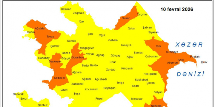 Küləkli hava şəraiti ilə bağlı sarı və narıncı xəbərdarlıq verilib