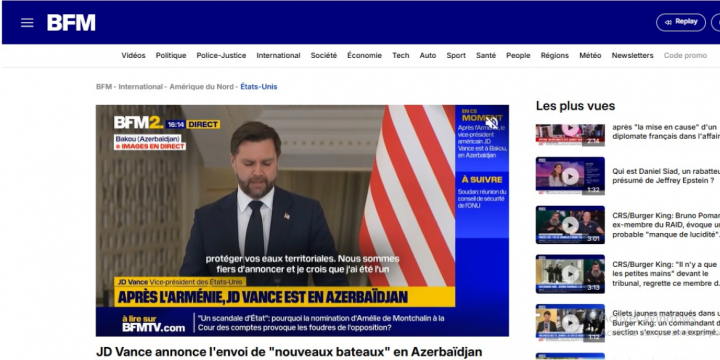 French media outlets highlight U.S. Vice President’s visit to Baku