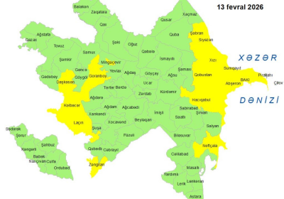 Küləkli hava şəraiti ilə bağlı sarı xəbərdarlıq verilib