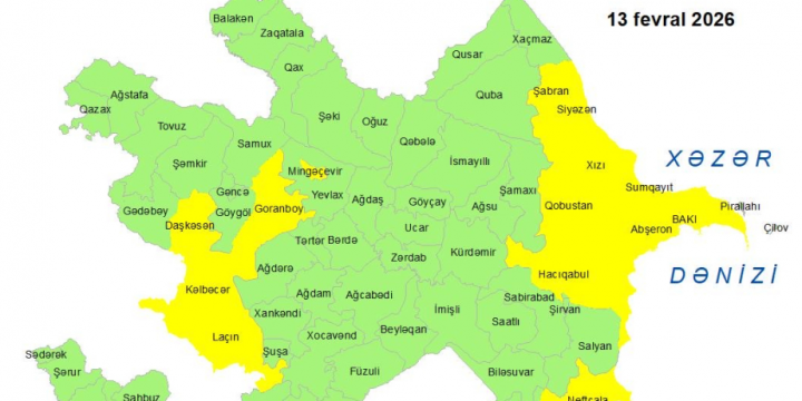 Küləkli hava şəraiti ilə bağlı sarı xəbərdarlıq verilib