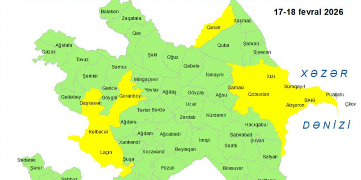 Küləkli hava şəraiti ilə bağlı sarı xəbərdarlıq verilib