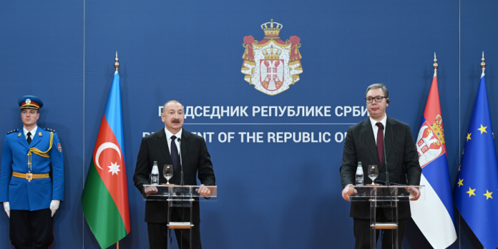 President of Azerbaijan Ilham Aliyev and President of Serbia Aleksandar Vučić delivered press statements