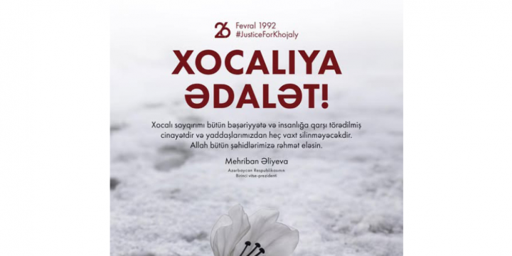 First Vice-President Mehriban Aliyeva shared post on anniversary of Khojaly genocide