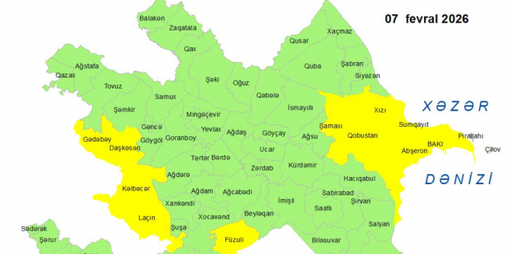 Küləkli hava şəraiti ilə bağlı sarı xəbərdarlıq verilib