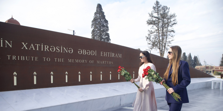 Leyla Aliyeva and Alena Aliyeva visit Ganja Memorial Complex and family of National Hero Natig Gasimov