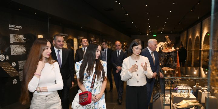 Leyla Əliyeva və Arzu Əliyeva Şəkidə tarixi-memarlıq abidələrinin bərpadan sonra açılışında iştirak ediblər