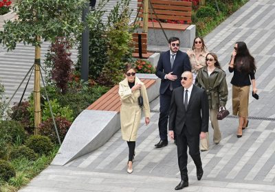 Prezident İlham Əliyev və Birinci xanım Mehriban Əliyeva Bakının İslam Səfərli küçəsinin yenidənqurmadan sonra açılışında iştirak ediblər